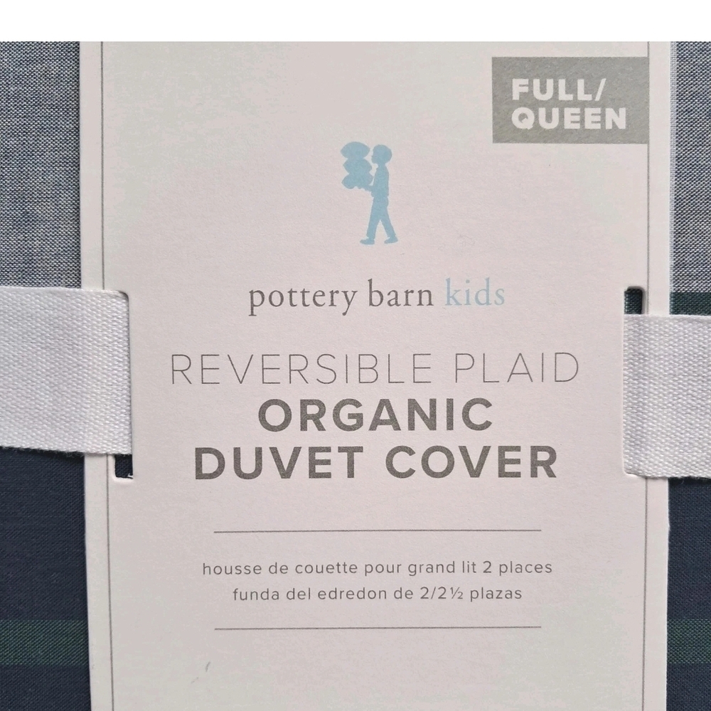 Pottery Barn Kids Blue and Green Reversible Plaid Duvet Cover - Picture 2 of 5